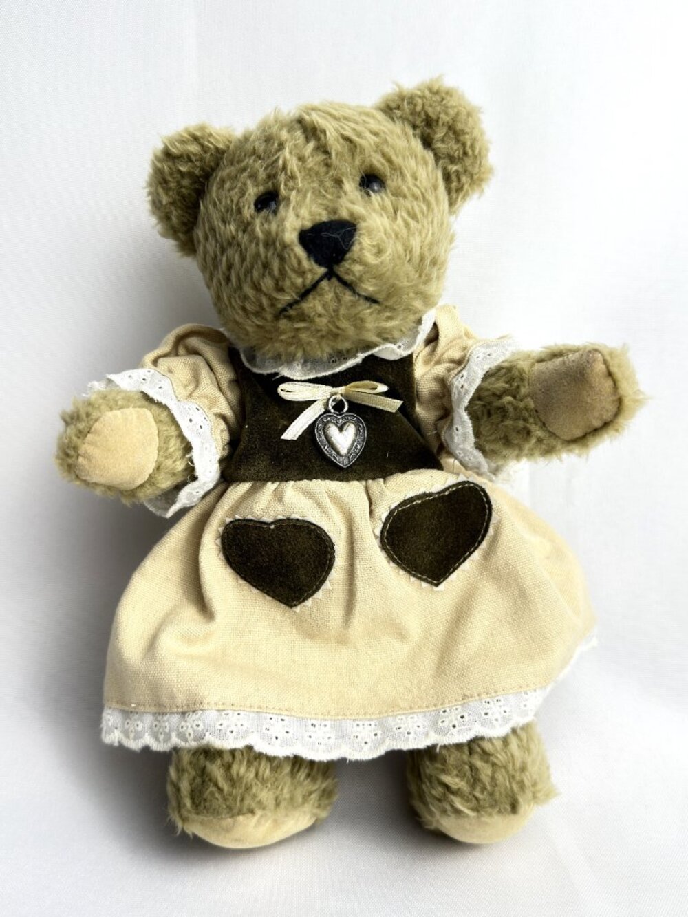 Inter Präsent GmbH Germany Teddy Bear 9" Vintage Plush Hearts & Lace Dress